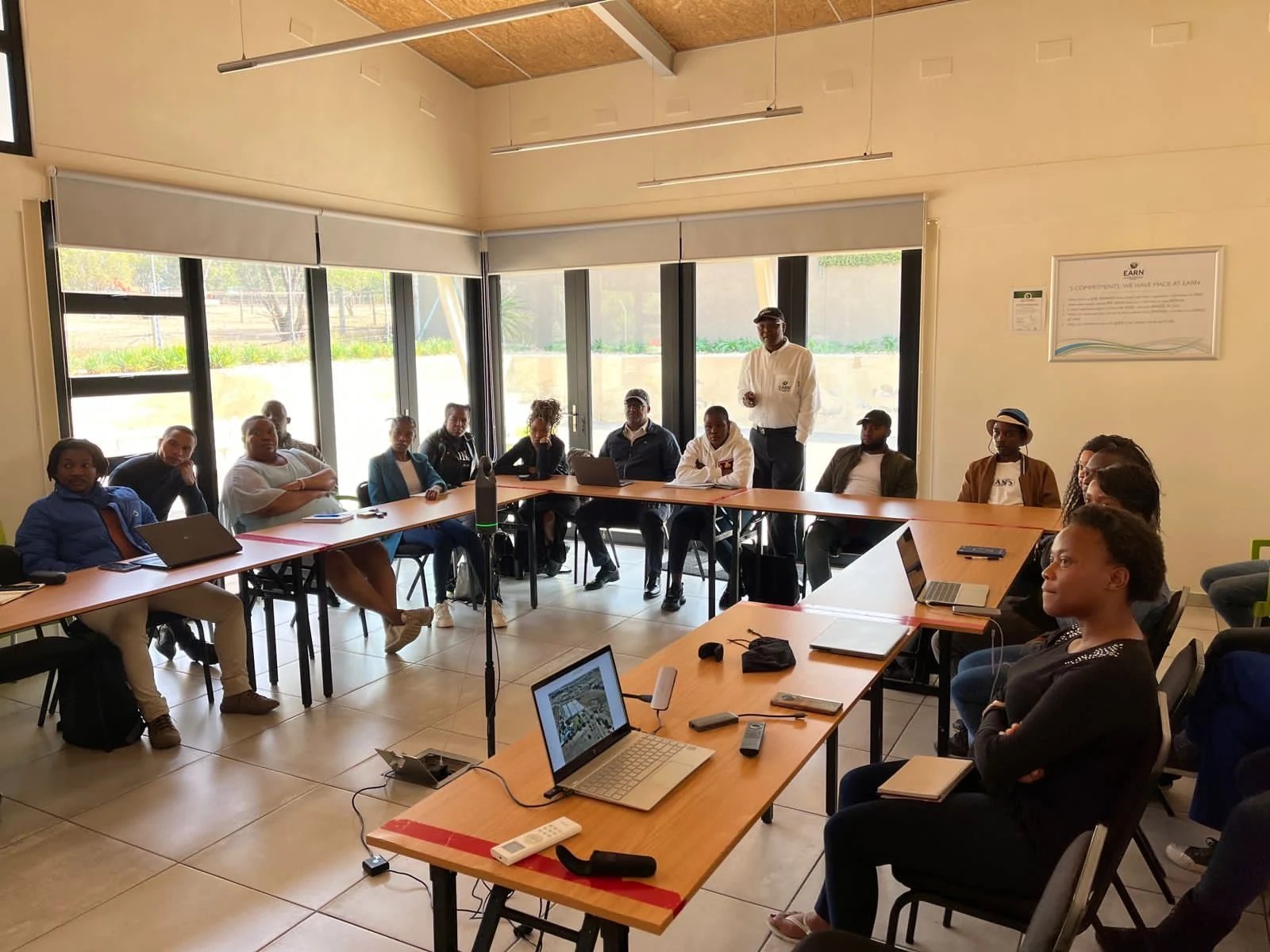 Trainees in a classroom session at the training centre